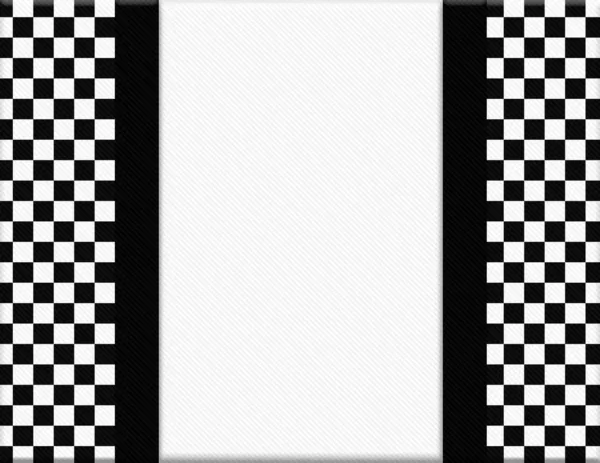 Quadro xadrez preto e branco com fundo de fita — Fotografia de Stock