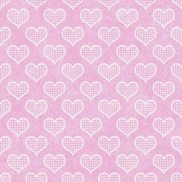 Cor-de-rosa e branco Polka Dot Hearts padrão repetir fundo — Fotografia de Stock