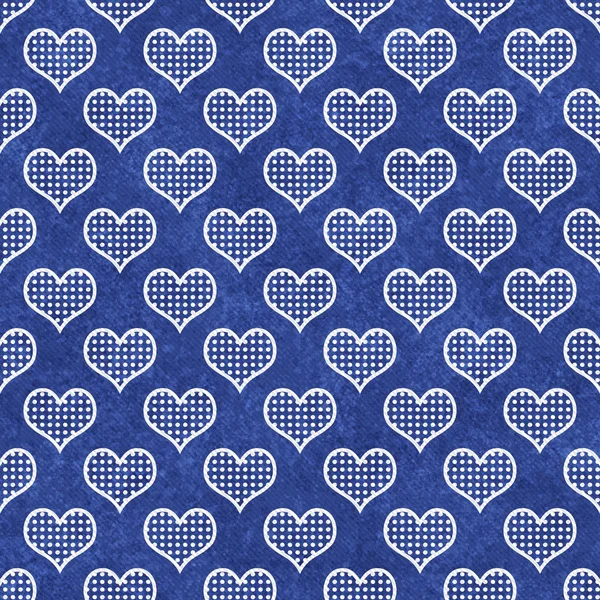 Blue and White Polka Dot Hearts Pattern Repeat Background — Stock Photo, Image