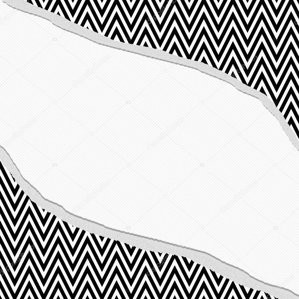 Marco Chevron blanco y negro con fondo roto fotografía de stock