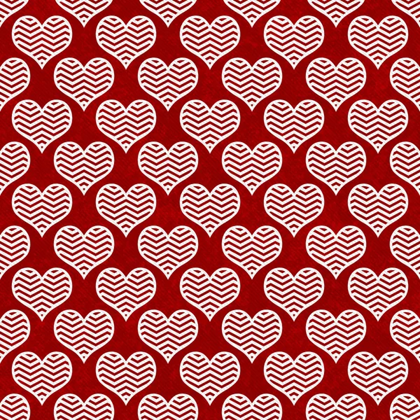 Patrón de corazones Chevron rojo y blanco Repetir fondo — Foto de Stock