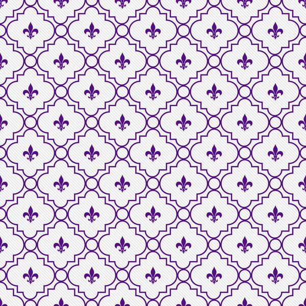 White and Purple Fleur-De-Lis Pattern Textured Fabric Background — Stock Photo, Image