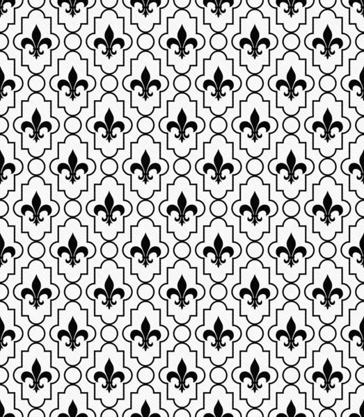White and Black Fleur-De-Lis Pattern Textured Fabric Background — Stock Photo, Image
