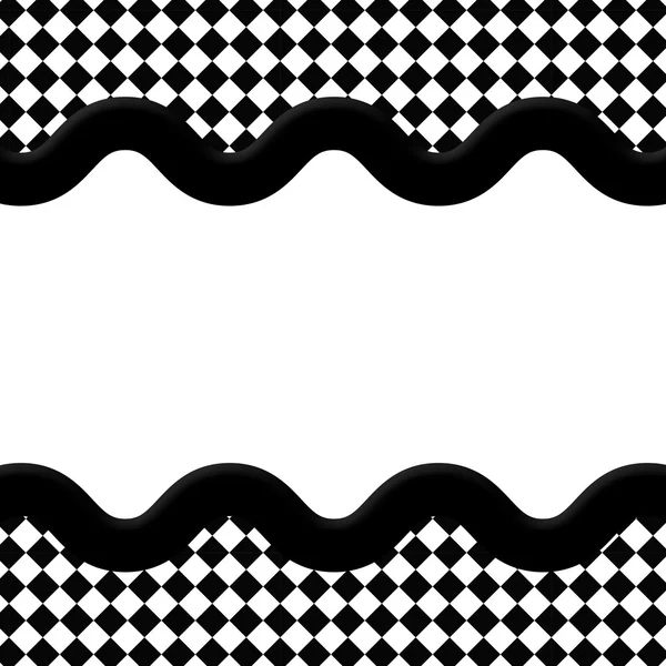 Чорно-білий алмаз картатий рамка з хвиля стрічка backgro Ліцензійні Стокові Фото