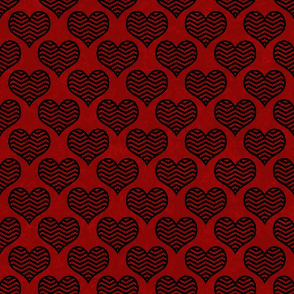 Black and Red Chevron Hearts Pattern Repeat Background — Stock Photo, Image
