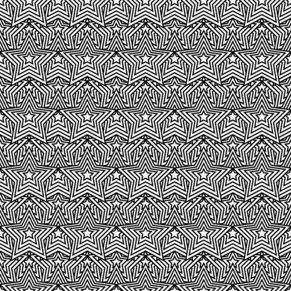 Black and White Star Tiles Pattern Repeat Background — Stock Photo, Image