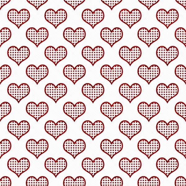 Rot und weiß gepunktete Herzen Muster wiederholen Hintergrund — Stockfoto