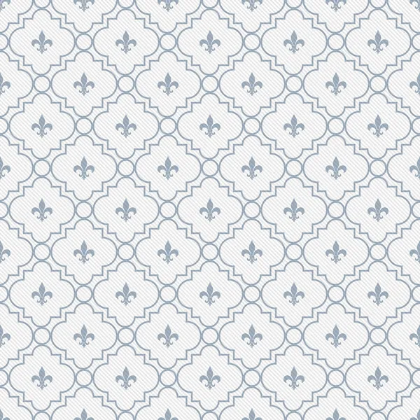 White and Pale Blue Fleur-De-Lis Pattern Textured Fabric Backgro — Stock Photo, Image