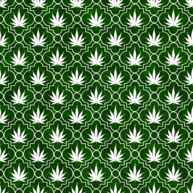 yeşil ve beyaz marihuana yaprağı deseni tekrar arka plan