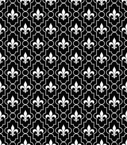 Fondo de tela texturizada de patrón Fleur-De-Lis blanco y negro — Foto de Stock