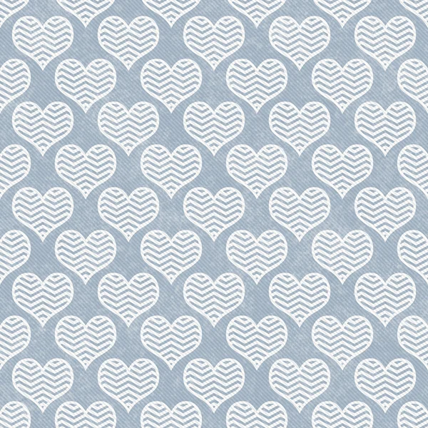 Blue and White Chevron Hearts Pattern Repeat Background — Stock Photo, Image