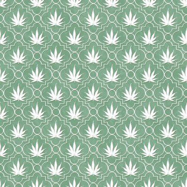 yeşil ve beyaz marihuana yaprağı deseni tekrar arka plan