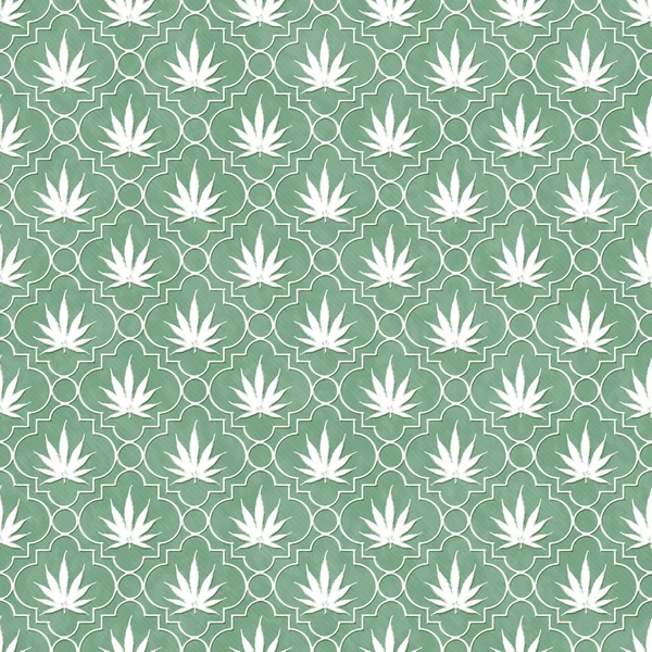 Zelené a bílé marihuana list vzor opakování pozadí — Stock fotografie