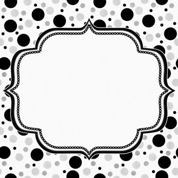 White, Gray and Black Polka Dots Frame with Embroidery Backgroun — Stock Photo, Image