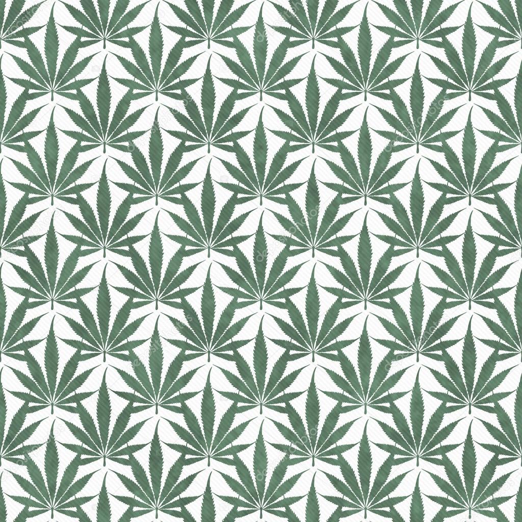 Green and White Marijuana Leaf Pattern Repeat Background