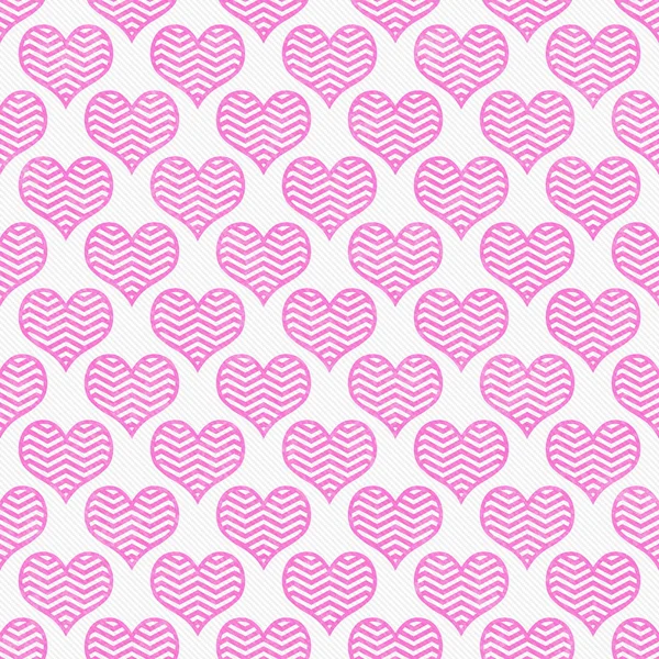 Pink and White Chevron Hearts Pattern Repeat Background — Stock Photo, Image