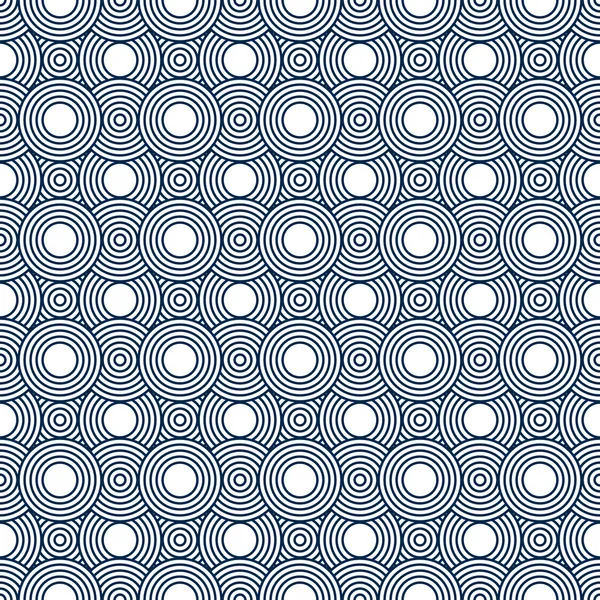 Tmavě modré a bílé kruhy dlaždice vzorku opakovat pozadí — Stock fotografie