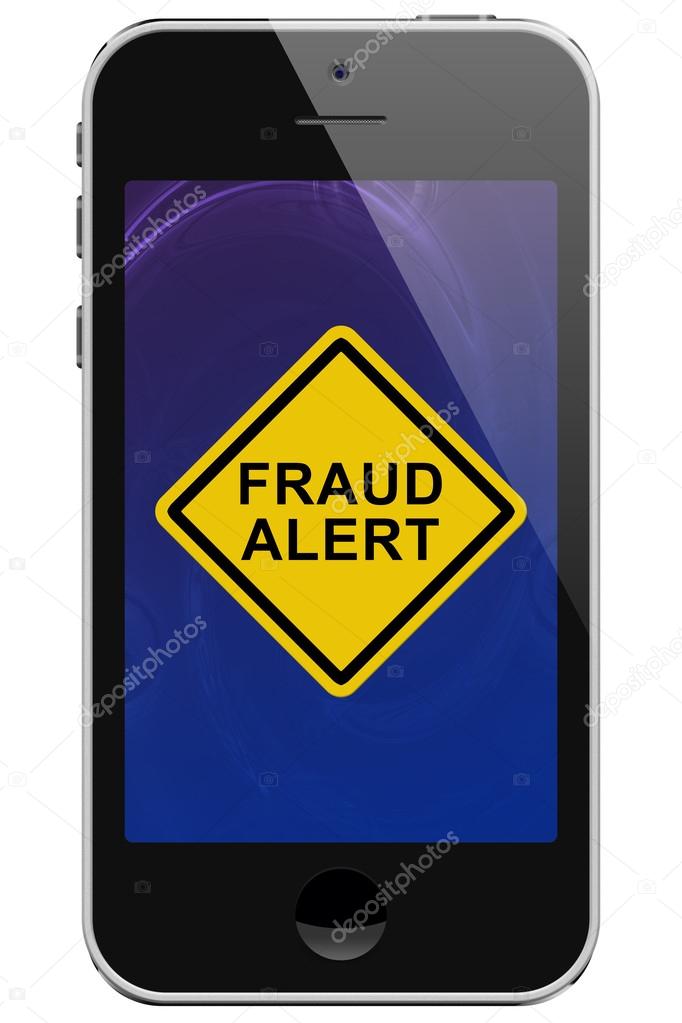 Cell Phone with Fraud Alert Message Warning