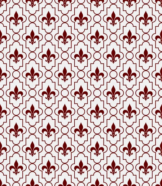 White and Red Fleur-De-Lis Pattern Textured Fabric Background