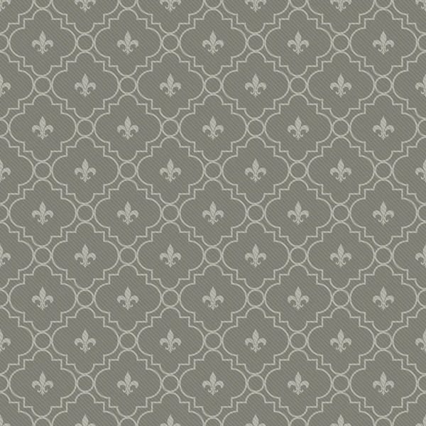 White and Dark Gray Fleur-De-Lis Pattern Textured Fabric Backgro — Stock Photo, Image