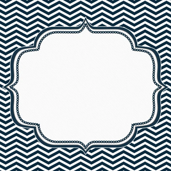 Quadro de Chevron azul e branco marinho com fundo de bordado — Fotografia de Stock