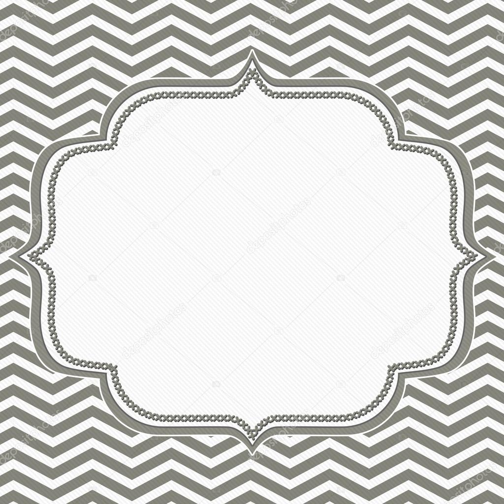 Gray and White Chevron Frame with Embroidery Background