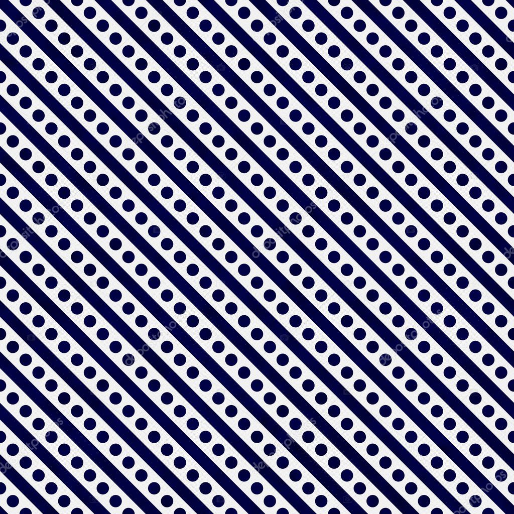 Navy Blue and White Small Polka Dots and Stripes Pattern Repeat 