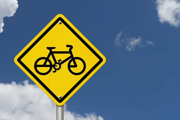 自行车路线警告标志 — 图库照片