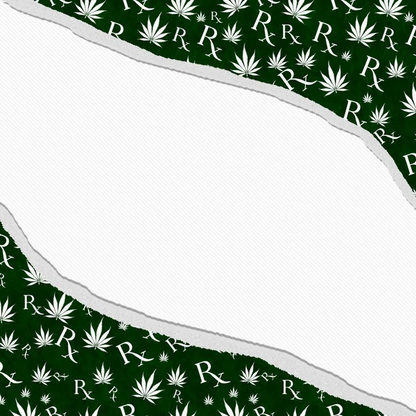 Зеленый и белый лист марихуаны и рецепт символ остроумия рамка — стоковое фото