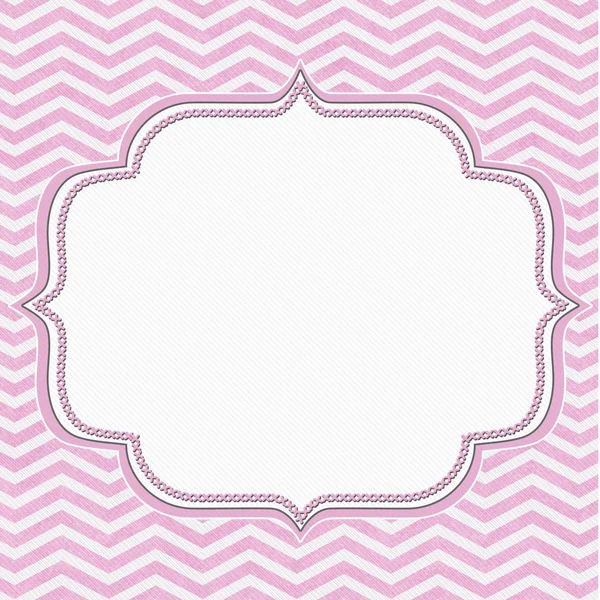 Cornice in Chevron rosa e bianco con sfondo ricamo — Foto Stock