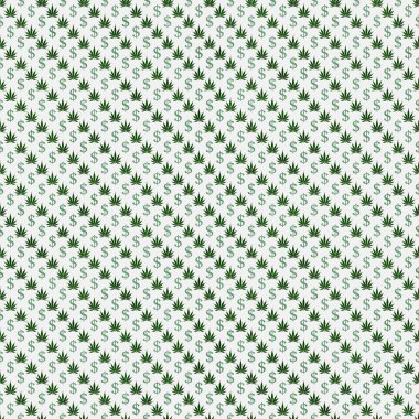yeşil ve beyaz marihuana yaprağı ve dolar sembol desen tekrar 