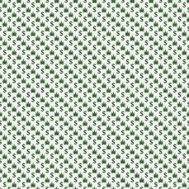 yeşil ve beyaz marihuana yaprağı ve dolar sembol desen tekrar 