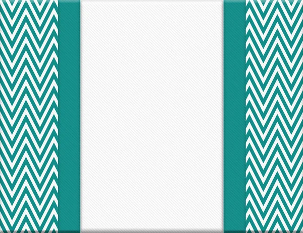 Teal e branco Chevron Zigzag Frame com fundo de fita — Fotografia de Stock