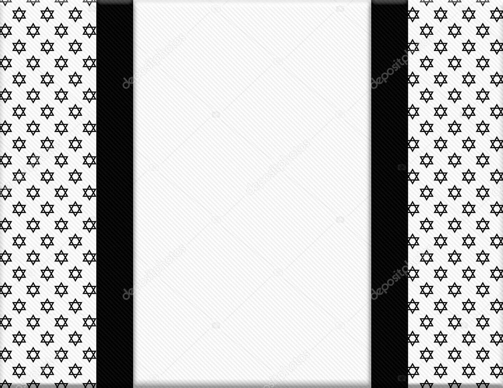 Black and White Star of David Patterned Frame with Ribbon Backgr