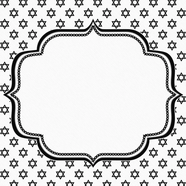 Zwarte en witte ster van david patroon achtergrond met embroide — Stockfoto