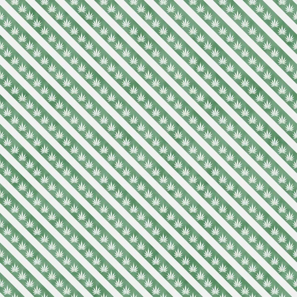 Grünes Marihuana Blatt und Streifen Muster wiederholen Hintergrund — Stockfoto