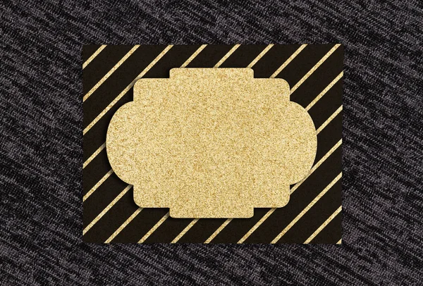 ブラック生地に金と黒のストライプとブランクゴールドの輝きグリーティングカード — ストック写真
