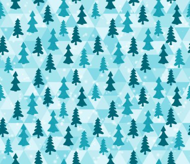 Kusursuz arka planda mavi ağaçlar Noel veya çevre dostu mesajınız için tekrarlanıyor.