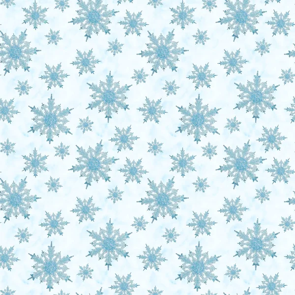 Blauwe Sneeuwvlok Naadloze Achtergrond Die Naadloos Herhaalt Voor Winter Kerstboodschap — Stockfoto