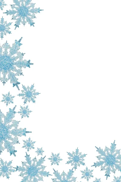 Blue Snowflake Frame Light Blue Background Your Winter Christmas Message — Stock Photo, Image