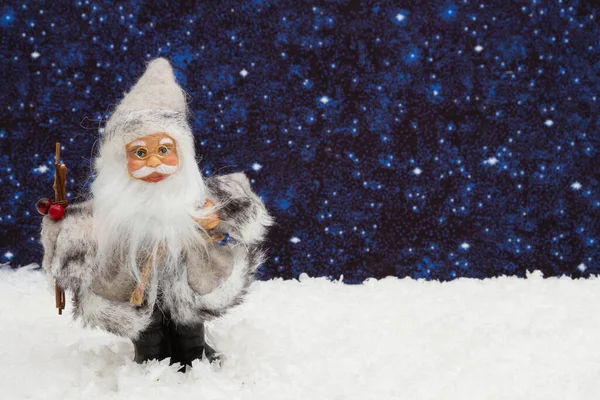 Feliz Papai Noel Com Chapéu Neve Com Céu Noturno Com — Fotografia de Stock