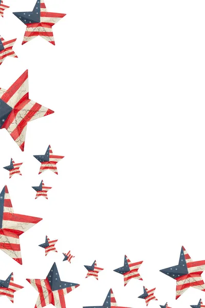 美国与复古的美国国旗明星的交界处 背景为白色 以传达你的美国或爱国信息 — 图库照片