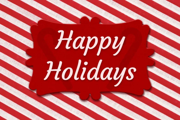 Happy Holidays Greeting Red Sign Red White Stripes Candy Cane — Stock Photo, Image