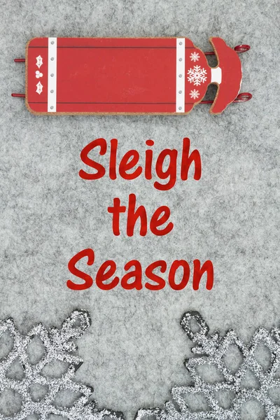 Slee Season Bericht Met Rood Wit Winter Slee Grijs — Stockfoto