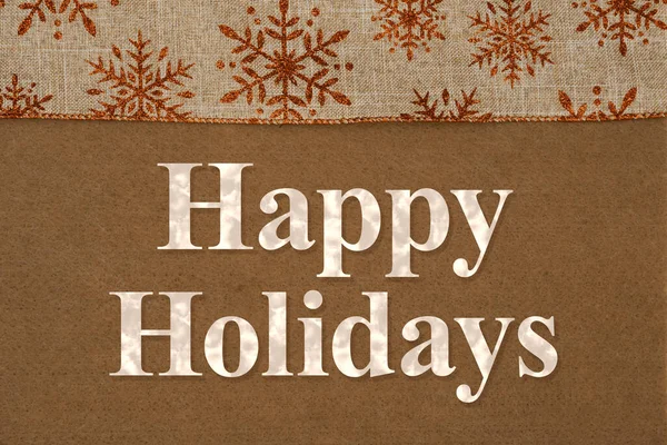 Happy Holidays Greeting Brown Snowflakes Felt Material — Stock Photo, Image