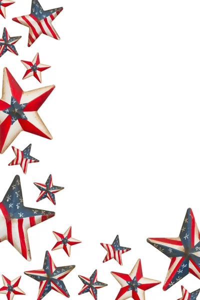 Red White Blue Usa Flag Stars Pattern Frame White Background — Stockfoto
