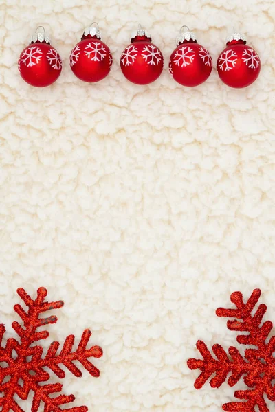 Red Snowflakes Ornaments Christmas Snowflake Background Beige Sherpa Material Your — Stockfoto