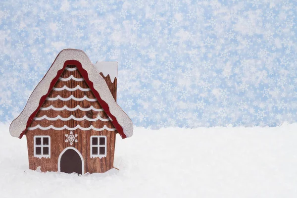 Casa Invernale Neve Con Cielo Innevato Con Spazio Copia Inverno — Foto Stock