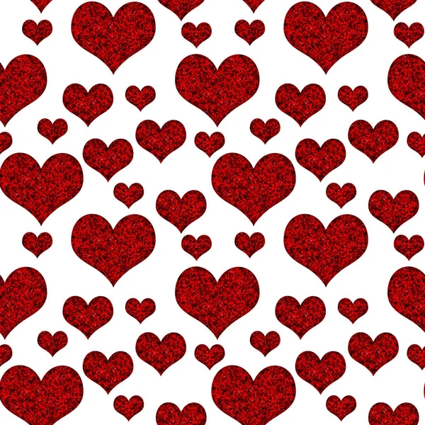 Red Glitter Hearts Seamless Background Seamless Repeats Your Love Fun — Stockfoto