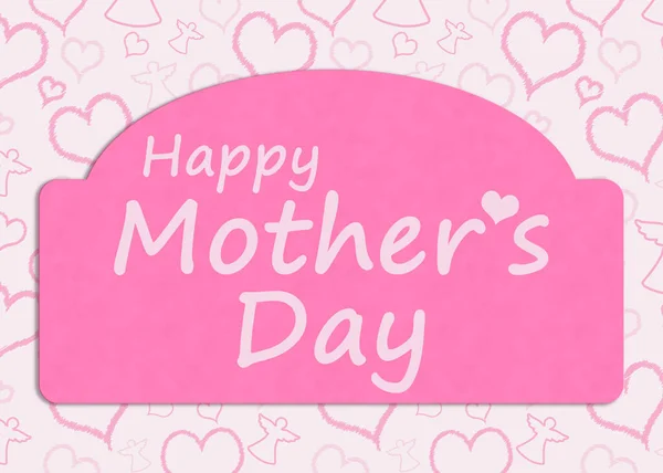 Happy Mothers Day Pink Greeting Card Hearts Angels — Stock Photo, Image